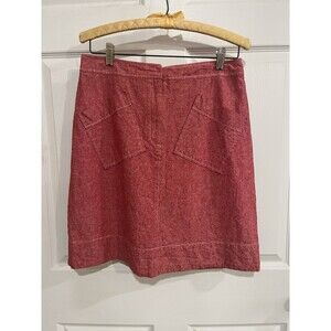 AGB Women’s Linen Blend Short Red Skirt Contrasting Thread Sz 10 Sporty Preppy